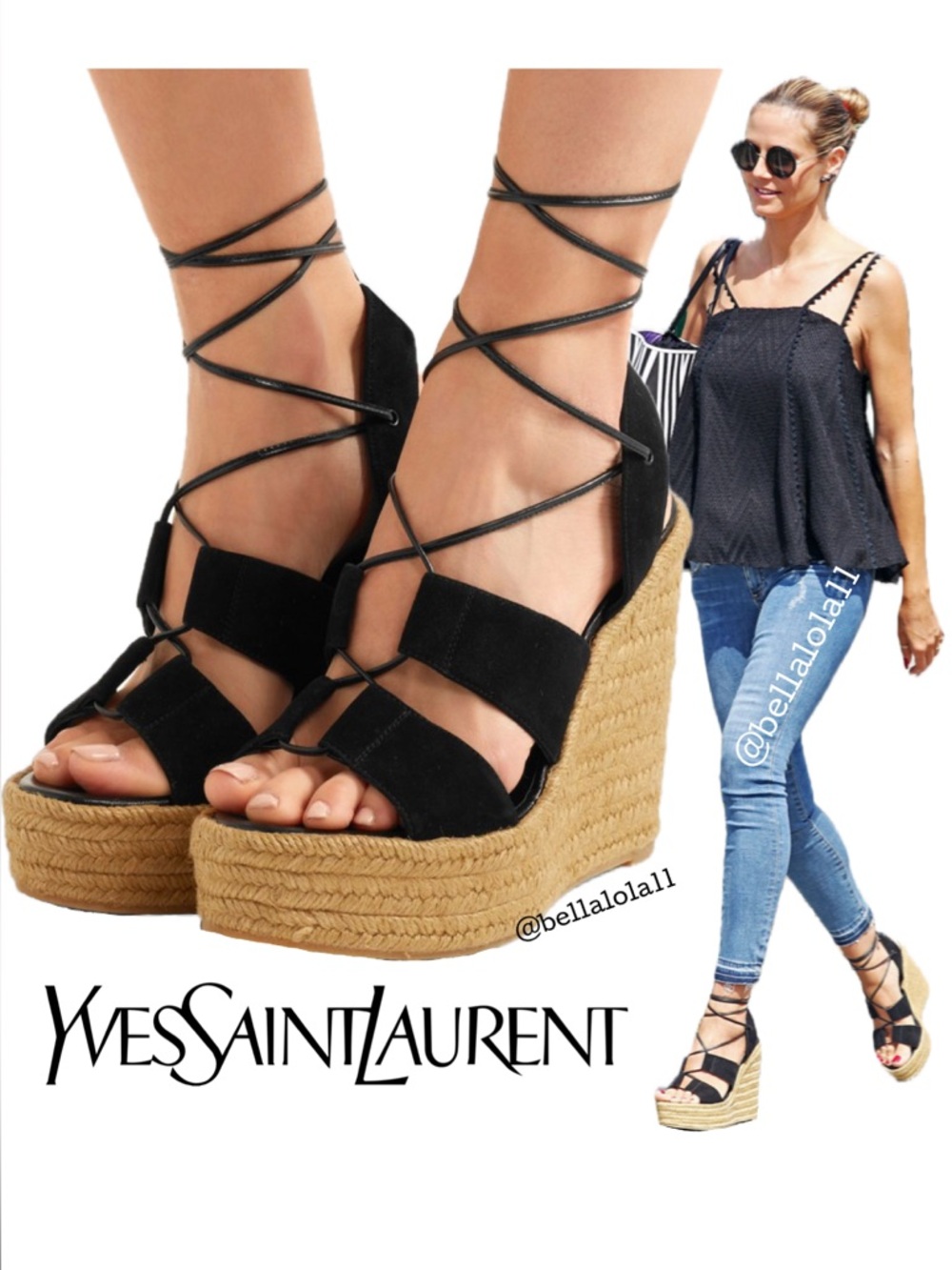 NEW IN BOX AUTHENTIC YSL SUEDE LACE UP WEDGES